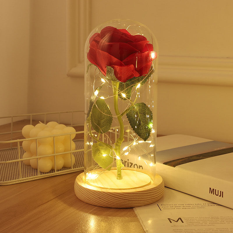 Galaxie Rose verre ombre Simulation Rose veilleuse cadeau