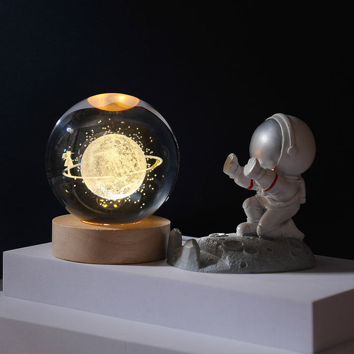 🔥Boule de Cristal 3D avec Base en Bois Personnalisée et Luminosité