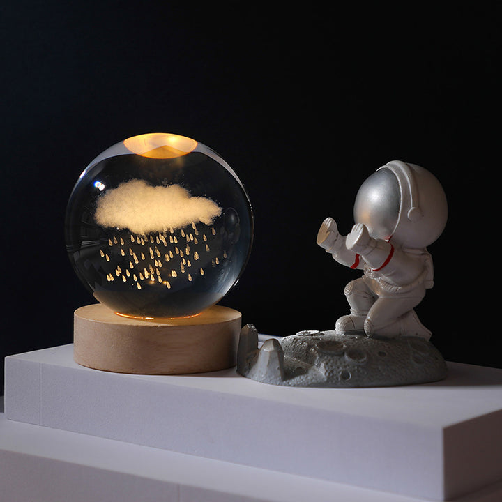 🔥Boule de Cristal 3D avec Base en Bois Personnalisée et Luminosité
