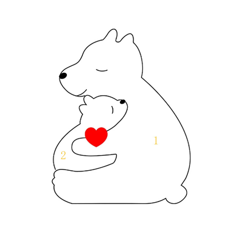 2-8 Prénoms 🐻 Puzzle familial d’ours en bois pour parent seul