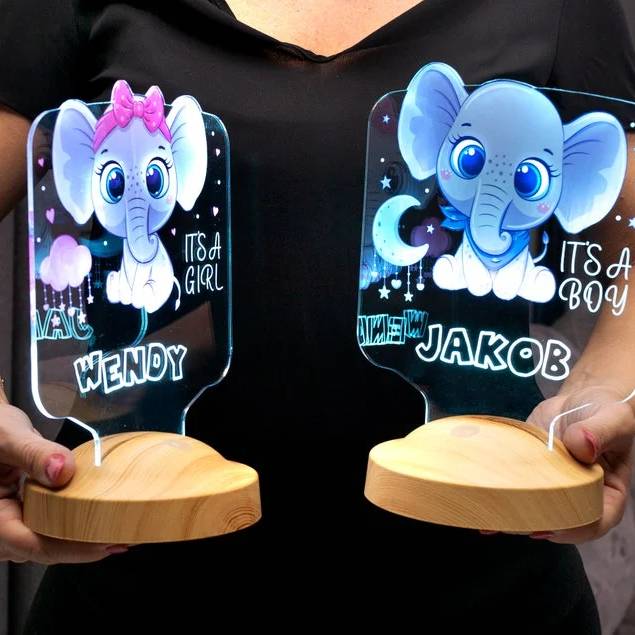 Lampe de table de chevet éléphant personnalisée pour les enfants