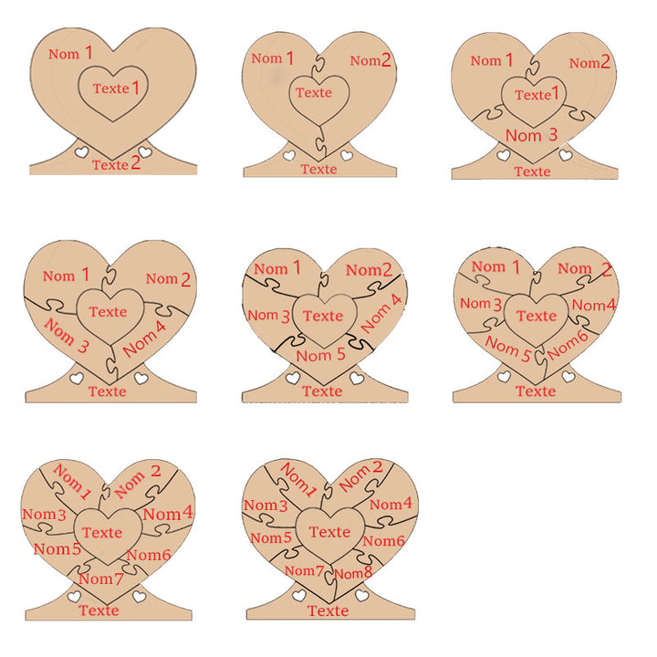 Fabriqué à la main - Famille Coeur en Bois Personnalisé