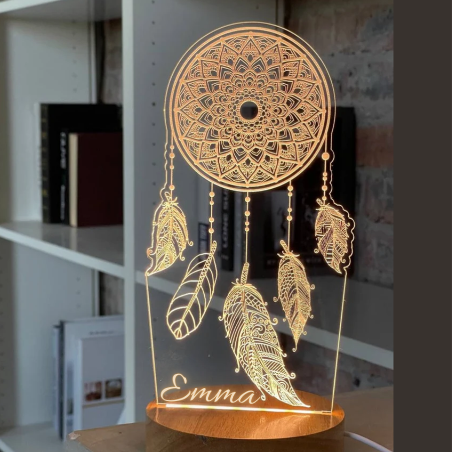 Lampe de chevet Attrape-rêves LED Lumières coloréese personnalisée