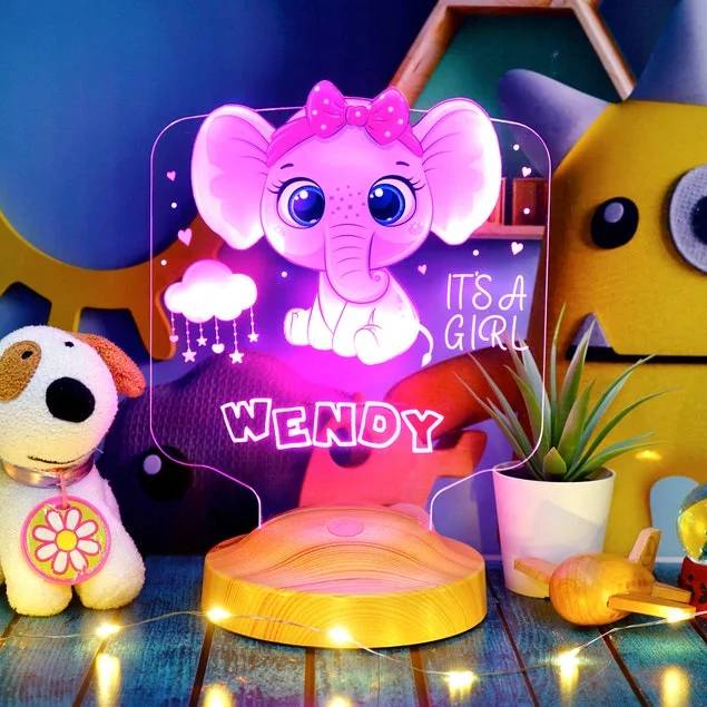 Lampe de table de chevet éléphant personnalisée pour les enfants