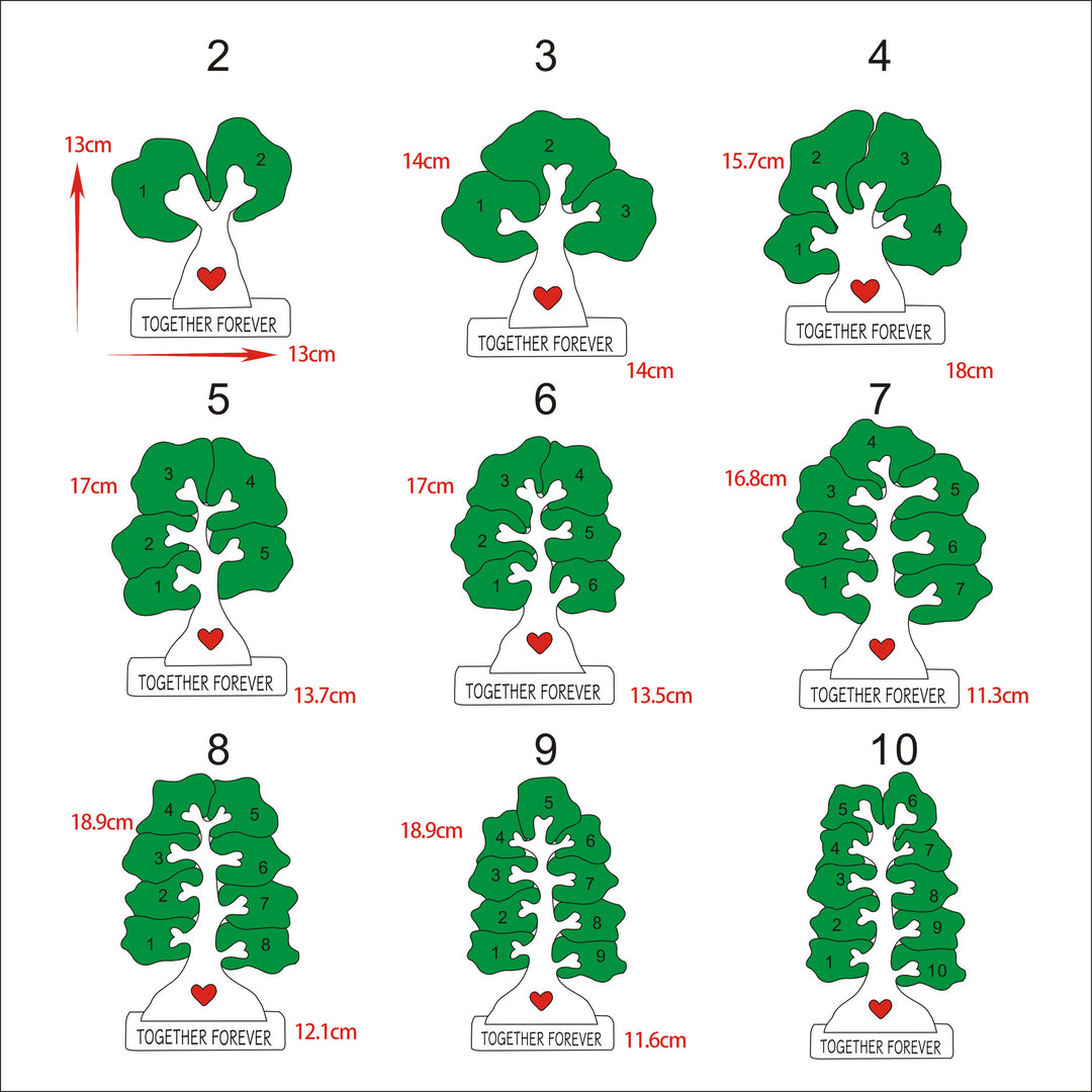 2-10 Prénoms🌳Puzzle familial de généalogie en bois