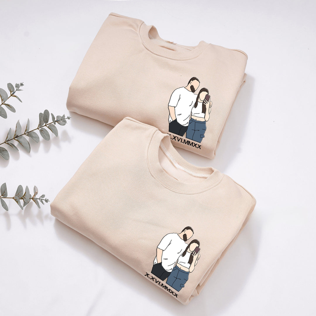 Sweat-shirt brodé hiver Couple Personnalisation photos