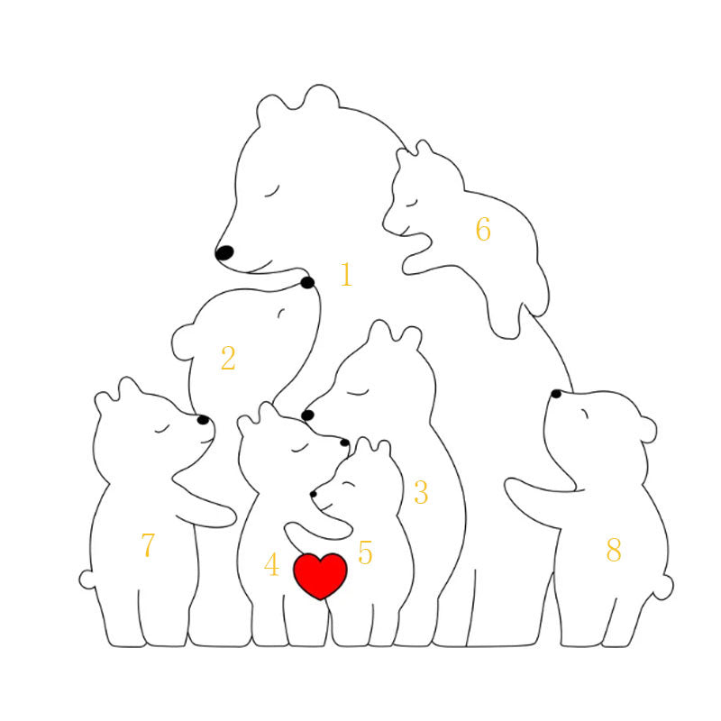 2-8 Prénoms 🐻 Puzzle familial d’ours en bois pour parent seul