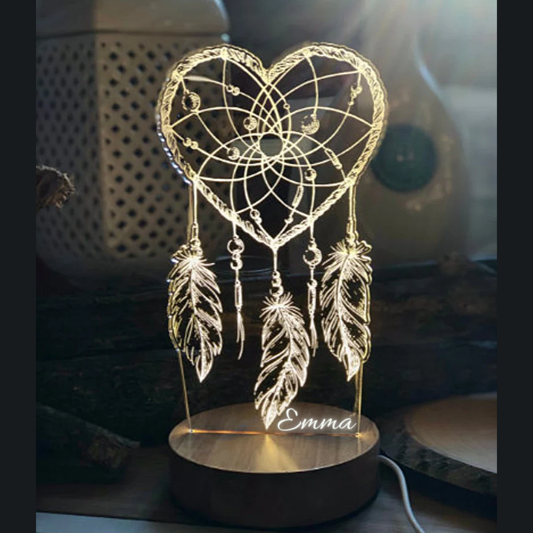 Lampe de chevet En forme de coeur Attrape-rêves LED Lumières coloréese personnalisée