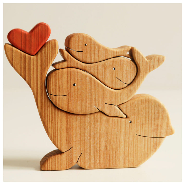 2-10 Prénoms🐬Puzzle familial de baleines en bois
