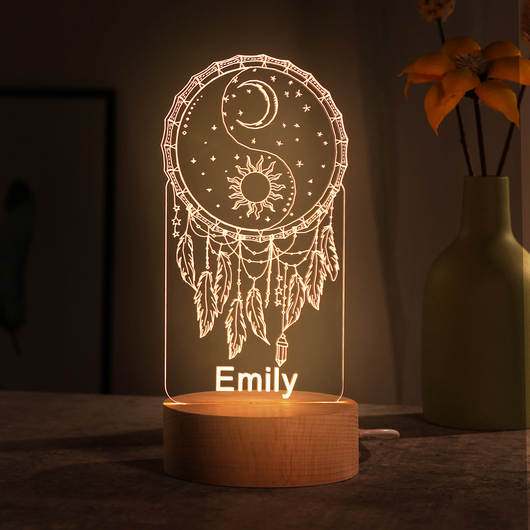 Lampe de chevet Attrape-rêves LED Lumières coloréese personnalisée