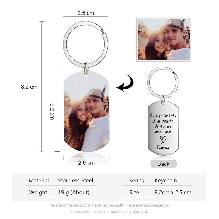 Porte-Clés photo Personnalisée et Prénom