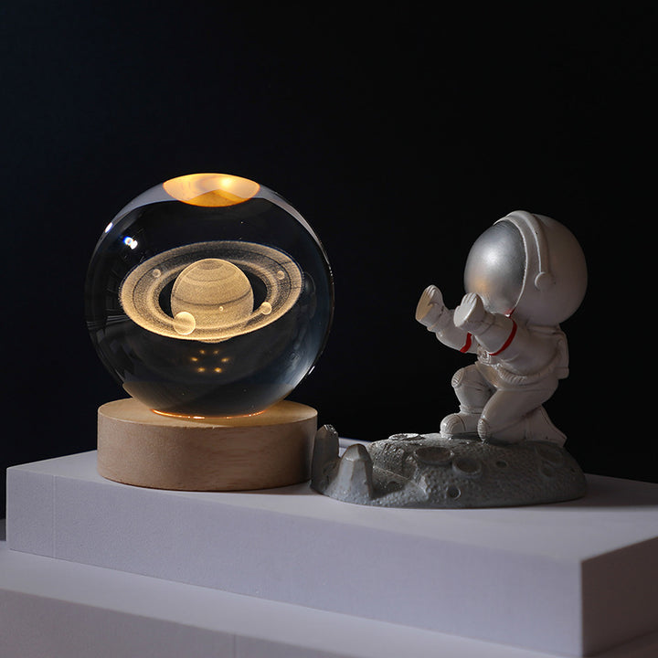 🔥Boule de Cristal 3D avec Base en Bois Personnalisée et Luminosité