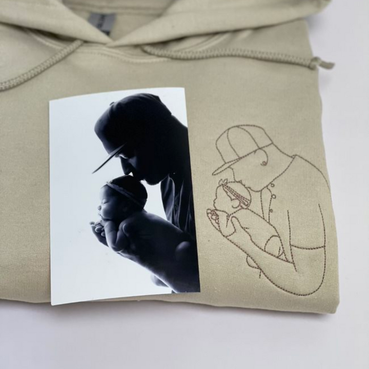 Sweat-shirts personnalisés avec photo portrait brodée pour parents et enfants