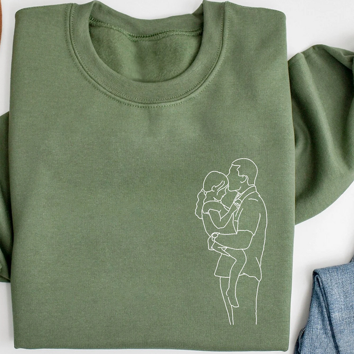 Sweat-shirts personnalisés avec photo portrait brodée pour parents et enfants