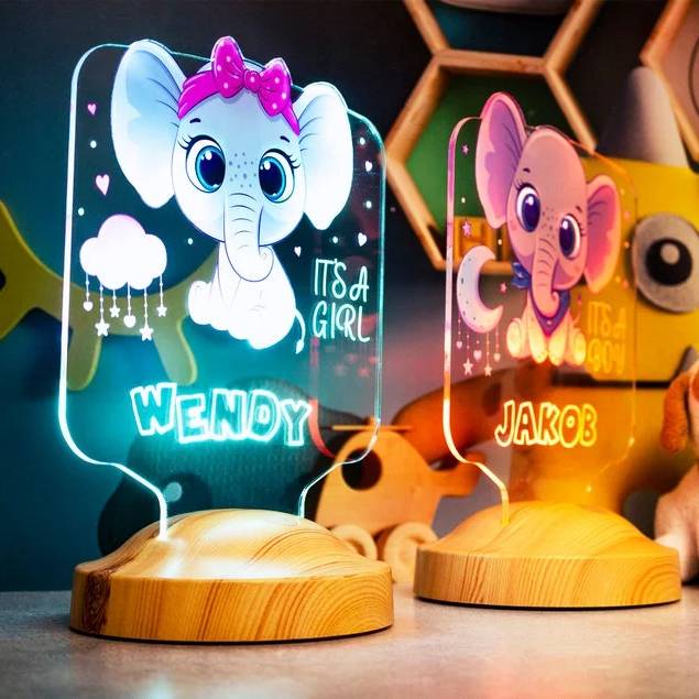 Lampe de table de chevet éléphant personnalisée pour les enfants