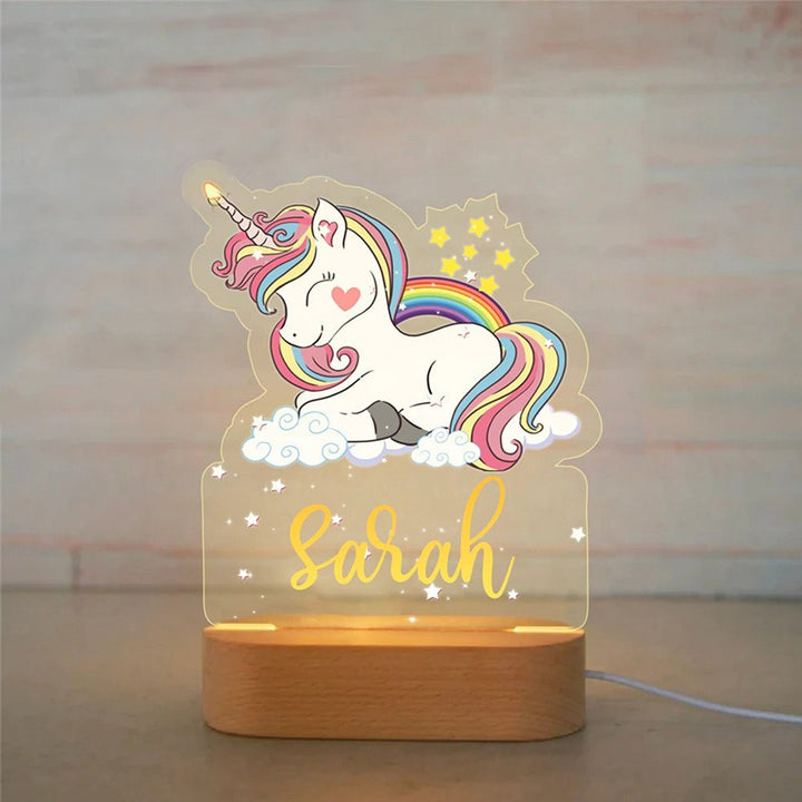 Lampe de chevet 27 animaux Prénom personnalisé LED Lumières
