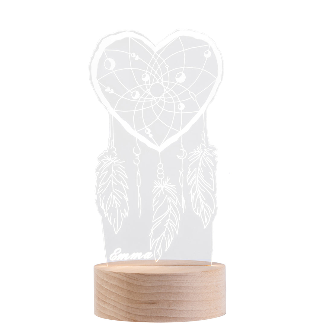 Lampe de chevet En forme de coeur Attrape-rêves LED Lumières coloréese personnalisée