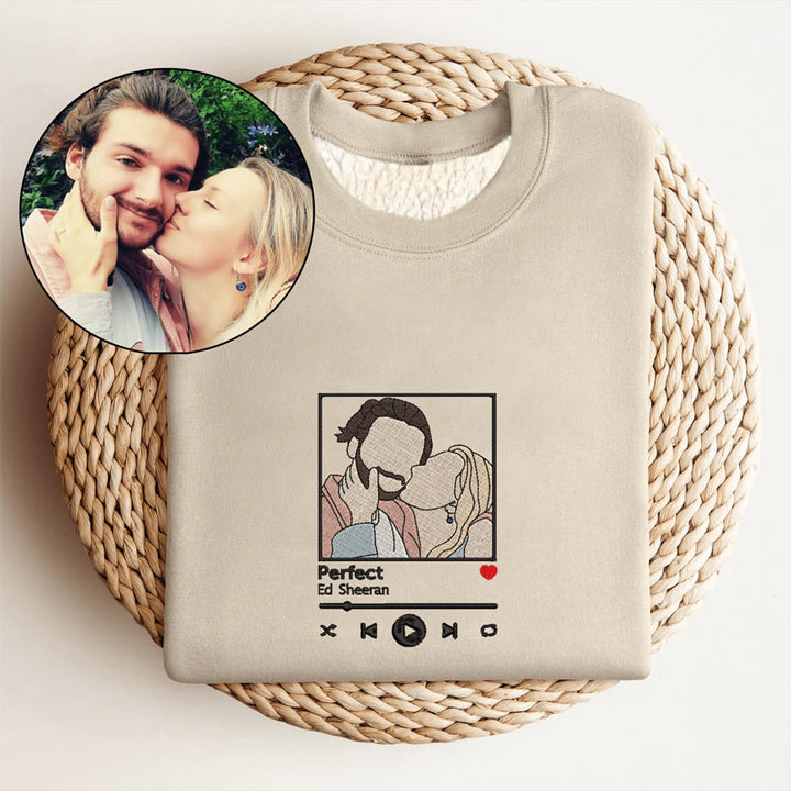 Sweat-shirt brodé hiver Couple Personnalisation photos