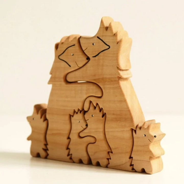 Puzzle familial Hérisson en Bois avec 2-10 Prénoms Personnalisé