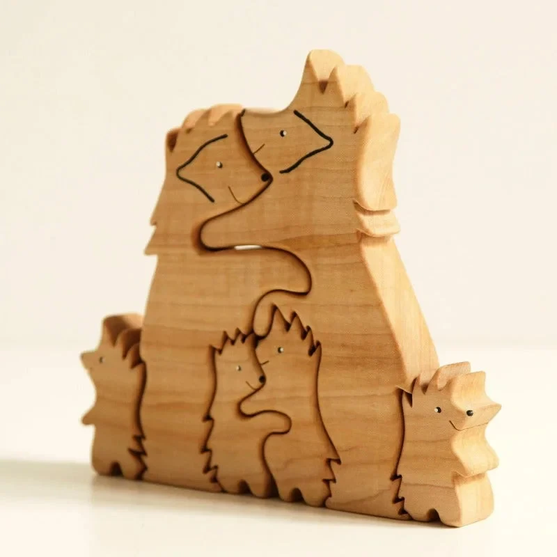 Puzzle familial Hérisson en Bois avec 2-10 Prénoms Personnalisé