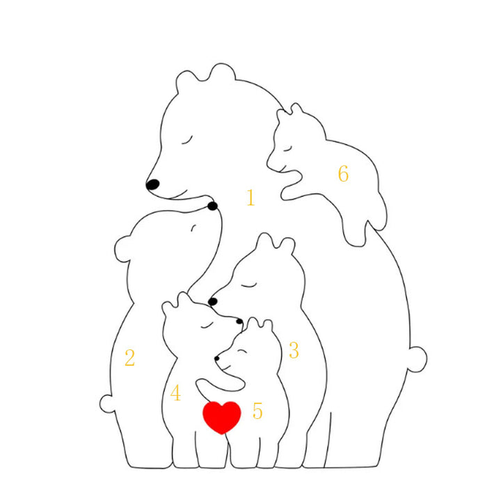 2-8 Prénoms 🐻 Puzzle familial d’ours en bois pour parent seul