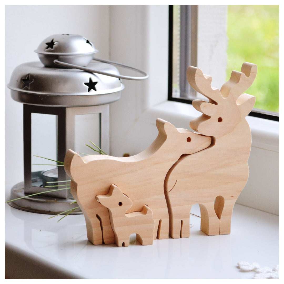 Puzzle Famille de 3 Prénom Personnalisé Trois petits Cerfs