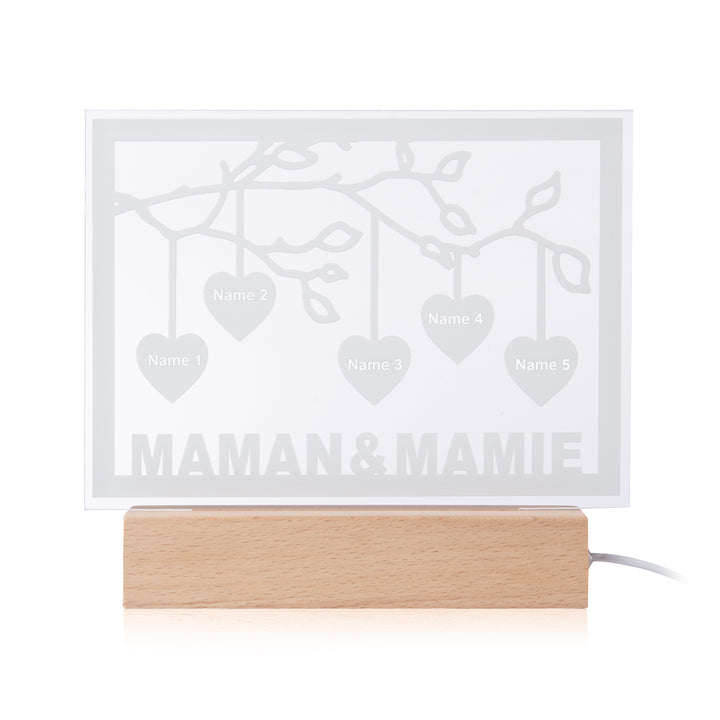 Lampe de chevet LED Arbre de vie personnalisée avec 3 à 12 noms
