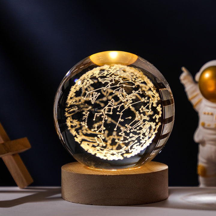 🔥Boule de Cristal 3D avec Base en Bois Personnalisée et Luminosité