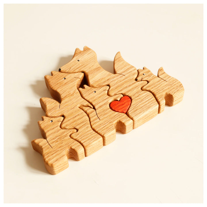 2-10 Prénoms🦊Puzzle Famille Renard en Bois