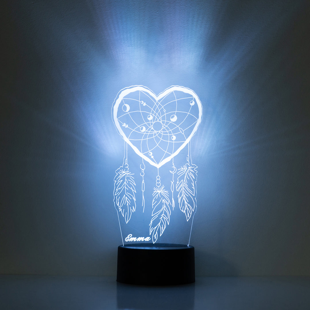 Lampe de chevet En forme de coeur Attrape-rêves LED Lumières coloréese personnalisée