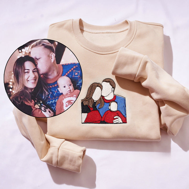 Portrait de sweat-shirt brodé  en peluche d'hiver couple