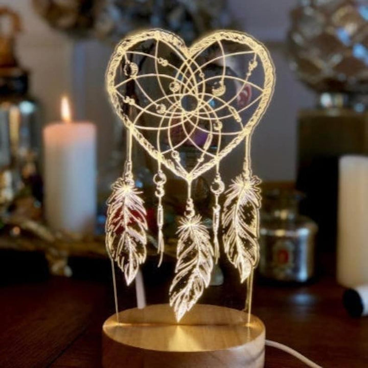 Lampe de chevet En forme de coeur Attrape-rêves LED Lumières coloréese personnalisée