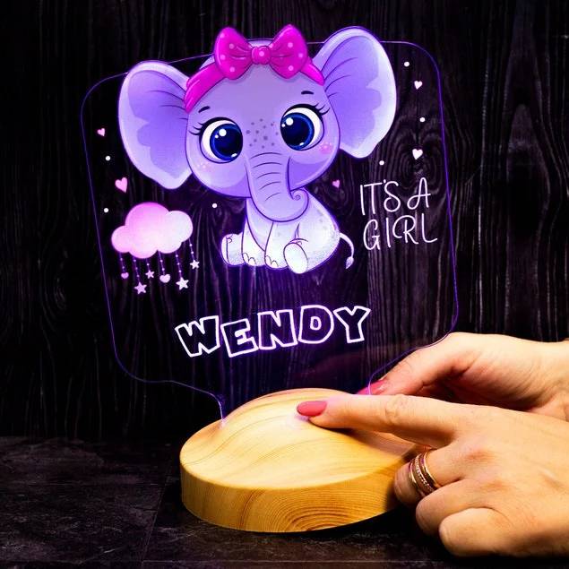 Lampe de table de chevet éléphant personnalisée pour les enfants
