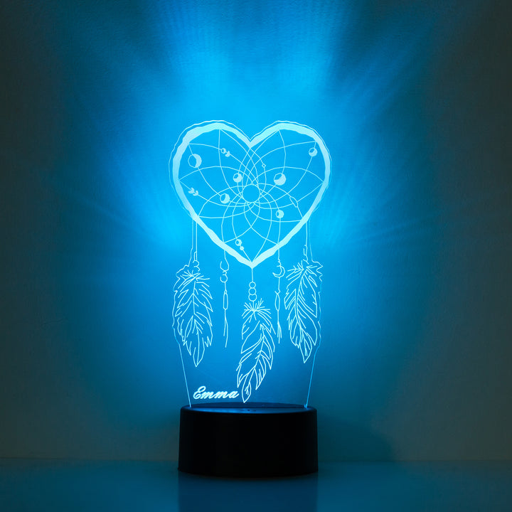 Lampe de chevet En forme de coeur Attrape-rêves LED Lumières coloréese personnalisée