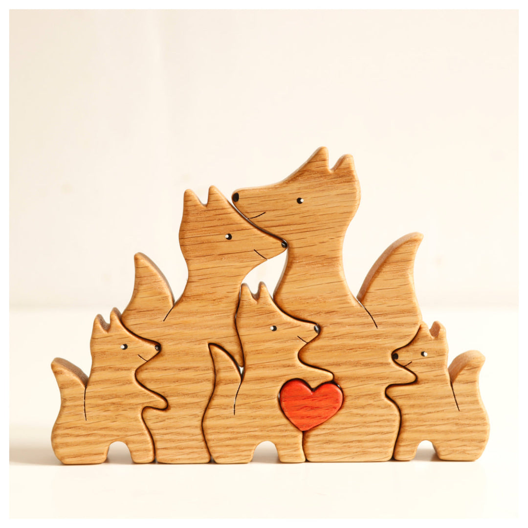 2-10 Prénoms🦊Puzzle Famille Renard en Bois
