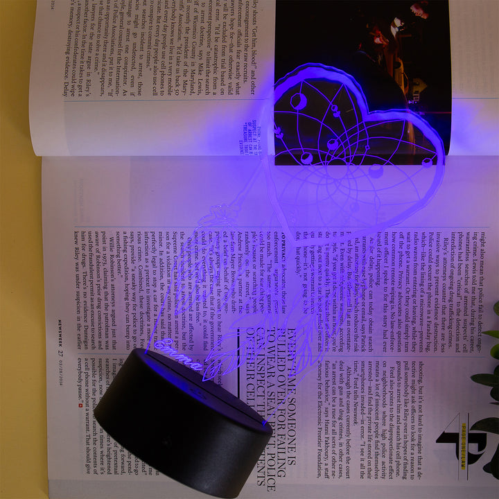 Lampe de chevet En forme de coeur Attrape-rêves LED Lumières coloréese personnalisée