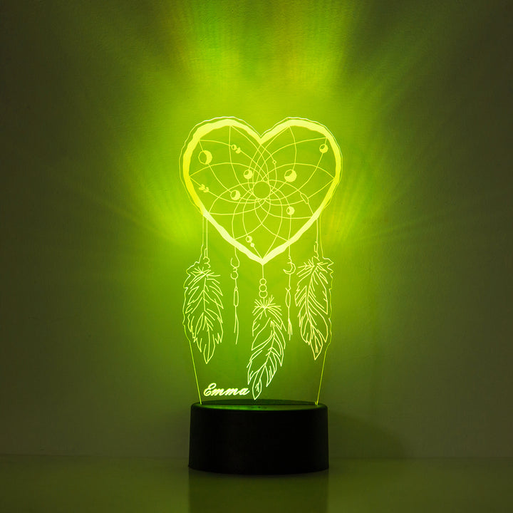 Lampe de chevet En forme de coeur Attrape-rêves LED Lumières coloréese personnalisée
