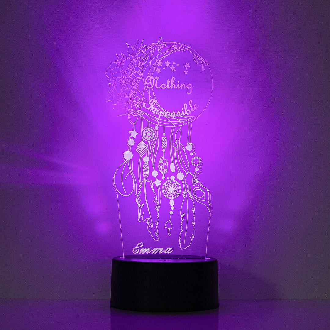 Lampe de chevet Attrape-rêves LED Lumières coloréese personnalisée