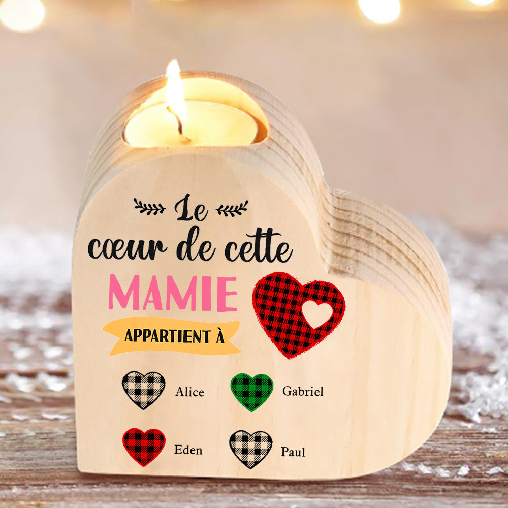 À Ma Mamie - Bougeoir en Bois sans bougie Prénoms Personnalisé