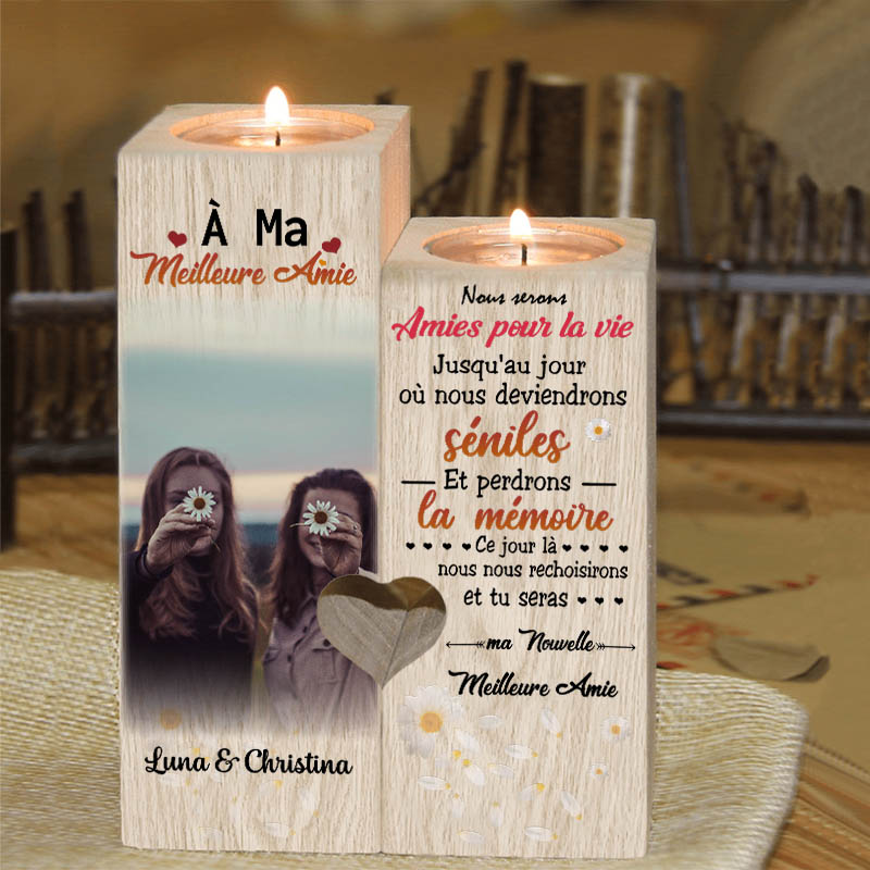 À Ma Meilleure Amie - Bougeoir sans bougie 2 Prénoms Personnalisé avec photo