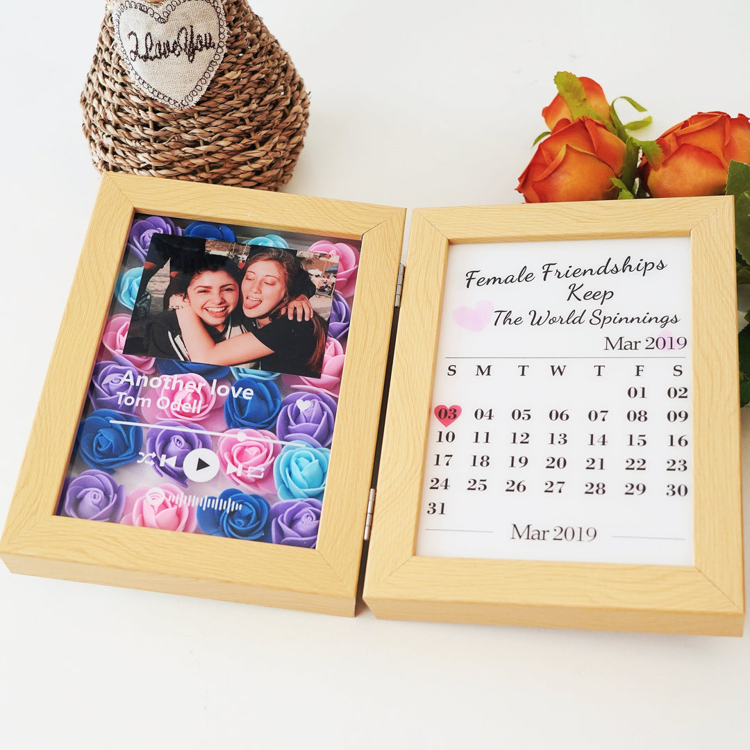 Nouveau Cadre Musical Personnalisé avec Fleurs et Anniversaire