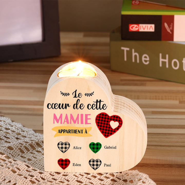 À Ma Mamie - Bougeoir en Bois sans bougie Prénoms Personnalisé