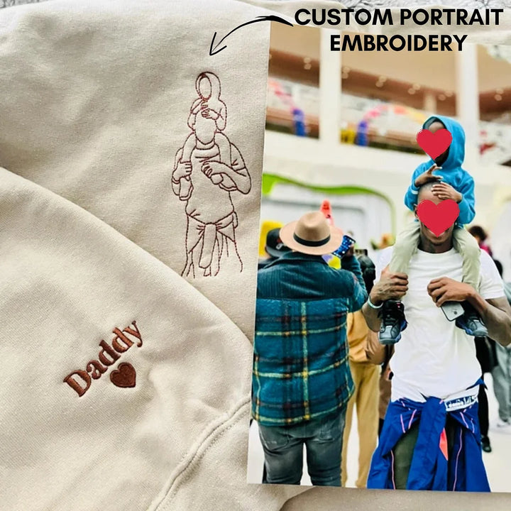 Sweat-shirts personnalisés avec photo portrait brodée pour parents et enfants