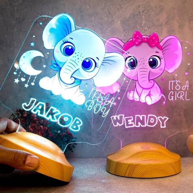 Lampe de table de chevet éléphant personnalisée pour les enfants
