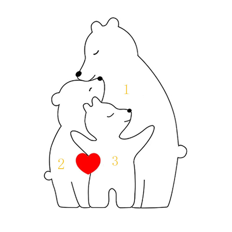 2-8 Prénoms 🐻 Puzzle familial d’ours en bois pour parent seul