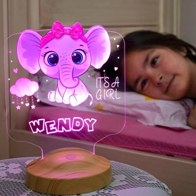 Lampe de table de chevet éléphant personnalisée pour les enfants