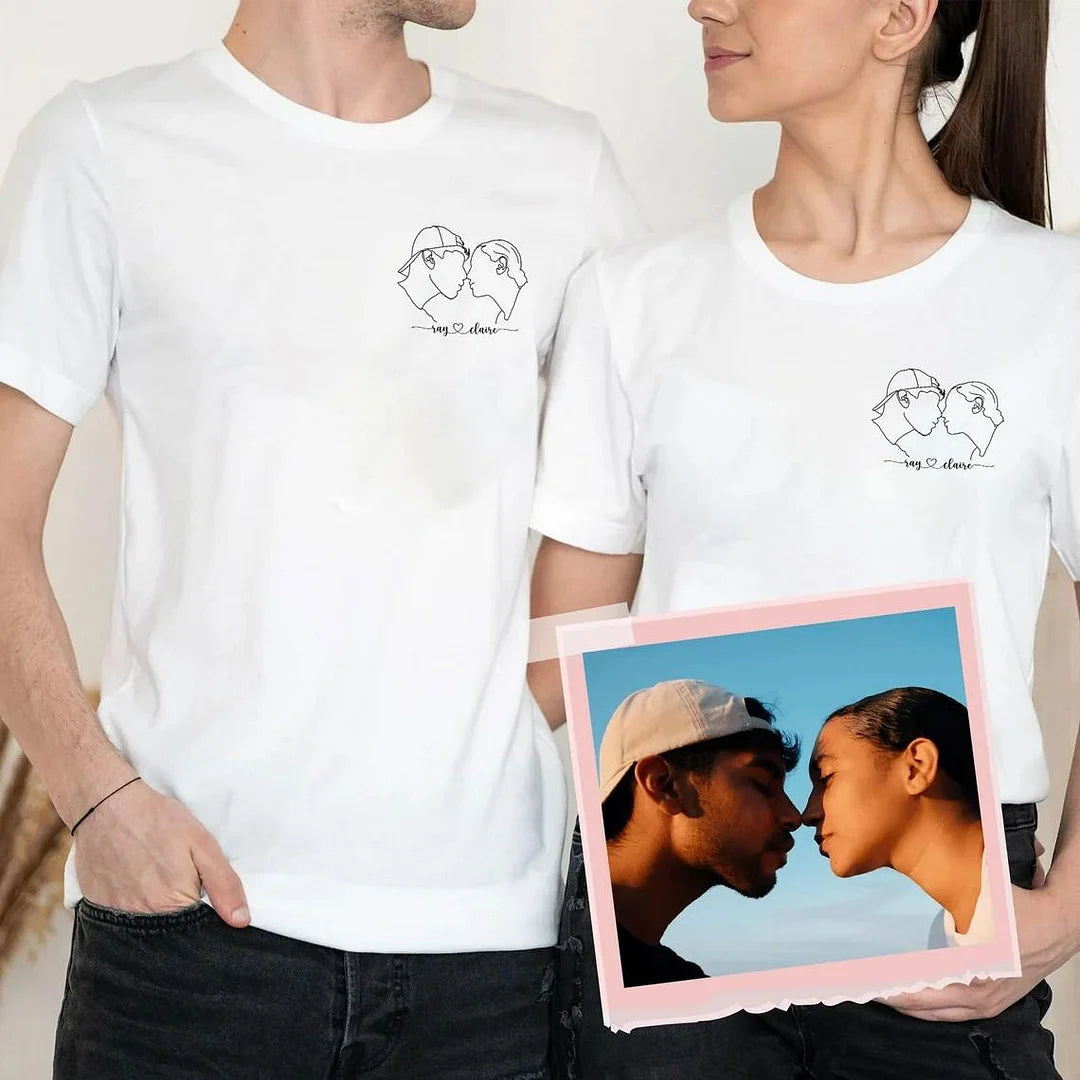 Sweat-shirt et Tshirt photo personnalisé-dessin au trait-Cadeau Saint Valentin