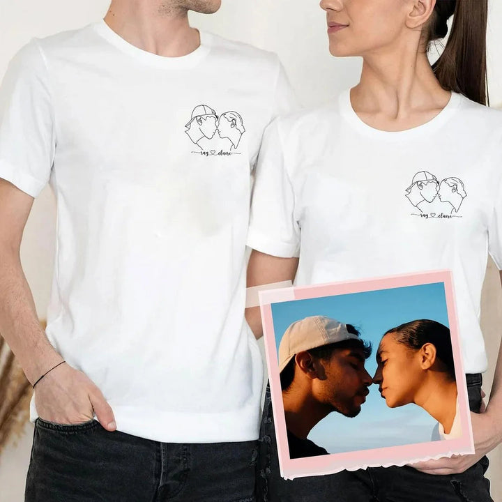Sweat-shirt et Tshirt photo personnalisé-dessin au trait-Cadeau Saint Valentin