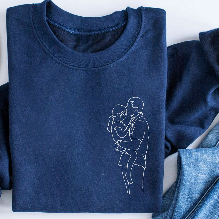 Sweat-shirts personnalisés avec photo portrait brodée pour parents et enfants