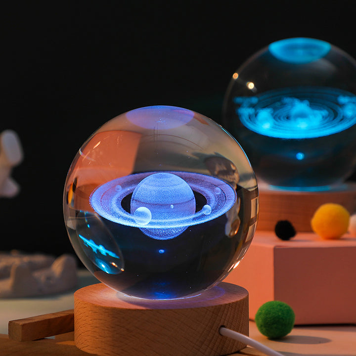 🔥Boule de Cristal 3D avec Base en Bois Personnalisée et Luminosité